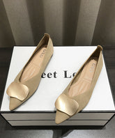 Boutique Splicing Flats Schuhe Khaki Kunstleder Pailletten Spitzschuh